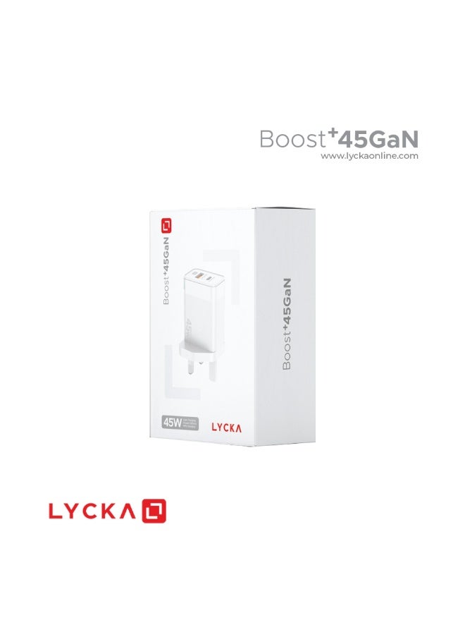 Lycka Boost +45GaN Fast Wall Charger with 45W Power Delivery and USB-C to USB-C Cable – Black - Image 5